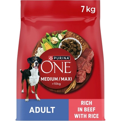 PURINA ONE Medium/Maxi за възрастни кучета с говеждо месо 7 кг