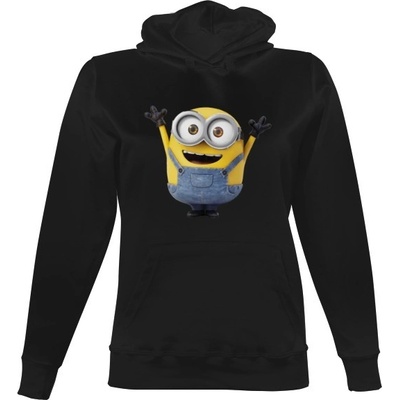 Dámská mikina s kapucí s potiskem Šťastný Mimoň dámské Černá – Sleviste.cz