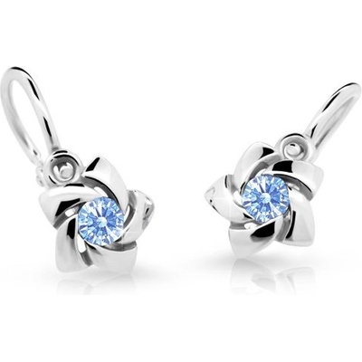 Danfil dětské náušnice C2201 z bílého zlata s kamínkem Arctic Blue zapínání brizura