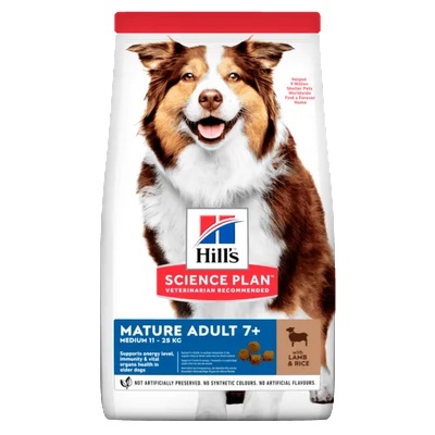 Hill's Hill’s science plan canine mature medium adult С АГНЕШКО И ОРИЗ - ПЪЛНОЦЕННА СУХА ХРАНА ЗА КУЧЕТА ОТ СРЕДНИ ПОРОДИ В НАПРЕДНАЛА ВЪЗРАСТ, ДО 25 КГ, НАД 7Г. 14 кг