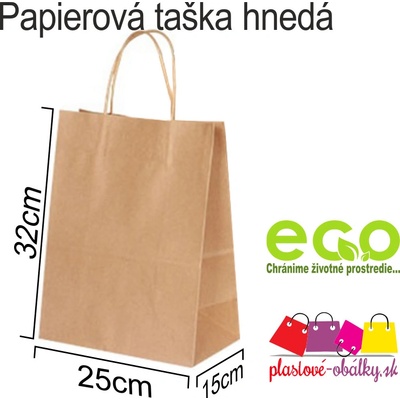 Papierová taška hnedá Rozmer: 25 x 15 x 32 cm