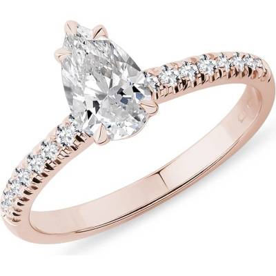 Klenota Prsteň z ružového zlata s LG diamantom pear a briliantmi R0871754