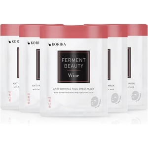 KORIKA FermentBeauty Set of 5 Anti-wrinkle Face Sheet Masks with Fermented Wine and Hyaluronic Acid комплект маски за лице на намалена цена