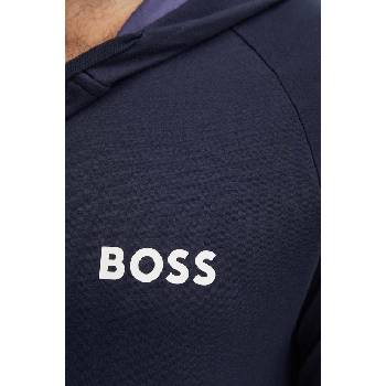 HUGO BOSS Домашен суичър от памук boss в тъмносиньо с качулка с принт 50521773 (50521773)