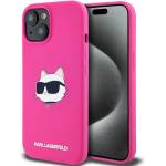 KARL LAGERFELD Калъф за iPhone 15 Plus - Karl Lagerfeld Silicone MagSafe (KLHMP15MSCHPPLF) - Fuschia Choupette Head