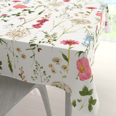 Biante Bavlněný čtvercový ubrus Sandra SA-667 Velké luční kvítí na bílém 90x90 cm
