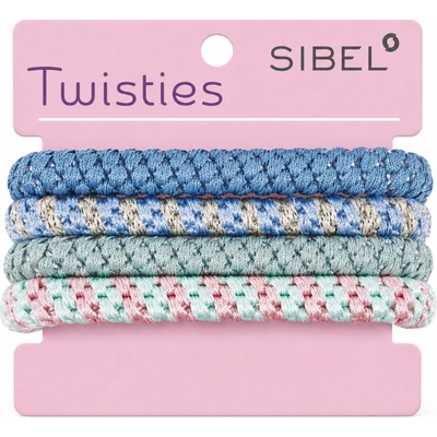 Sinelco Gumičky do vlasů - textilní Sibel Twisties 4 ks BLUE