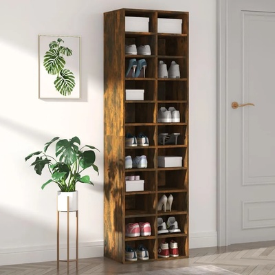 vidaXL Шкаф за обувки, опушен дъб, 54x34x183 см, инженерно дърво (815300)