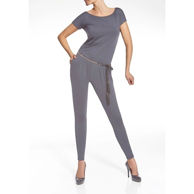 Bas Bleu Women's jumpsuit PAULA elegant with a boat neckline šedá