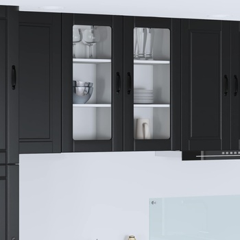 vidaXL Стенен стъклен шкаф PORTO 2 pcs Черно 40 x 31 x 80 см (885338)