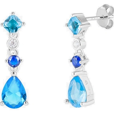 Preciosa Okouzlující stříbrné náušnice s modrou kubickou zirkonií Azure Candy 5403 67