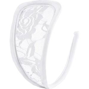 STD Invisible Strapless C-String Transparent Floral Lace White