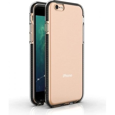 Pouzdro AppleKing transparentní s barevným rámem z měkkého plastu iPhone 6 / 6S - černé