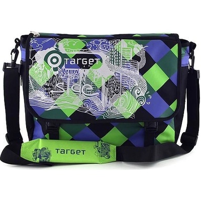 Target taška cez plece modro-zelené štvorce