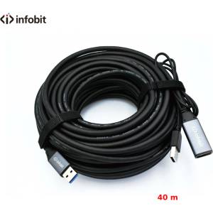 Infobit Активен USB 3.0 удължителен кабел AM/AF, Infobit iCable-USB-ACC40, 5Gbps, 40 м (iCable-USB-ACC40)