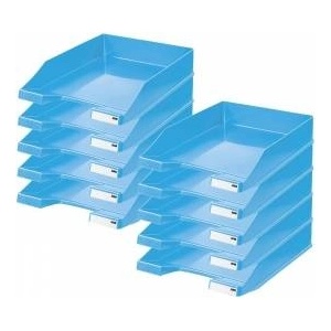 Hand Safe HAN Brief Tray CLASSIC, 10 PIECES Desk Organizer, Office Supplies, Storage Compartments, Office Material, Letter Basket, Document Holder, suitable for A4/C4 size, 1027-X-54, light blue