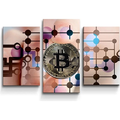 Sablio Obraz - 3-dílný Bitcoin - 75x50 cm