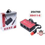  Разклонител Запалка 3-ка+usb-b-081 -89411-6 Черве (89411-6)