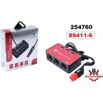  Разклонител Запалка 3-ка+usb-b-081 -89411-6 Черве (89411-6)