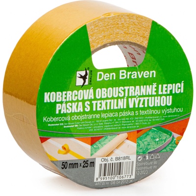 Den Braven Kobercová oboustranně lepicí páska s textilní výztuhou 50 mm x 25 m – Sleviste.cz