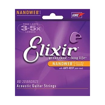 Elixir Acoustic Bronze 80/20 Nanoweb 11027 Custom Light