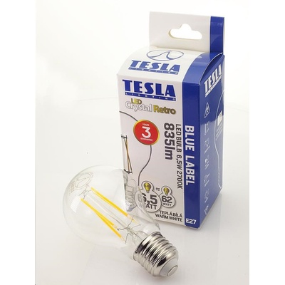 Tesla LED žiarovka CRYSTAL RETRO BULB E27, 6,5 W, 230V, 835lm, 25 000h, 2700K teplá biela, 360 °, číra