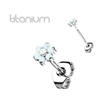 Šperky4U Push In náušnice titan s opálem TIT1198-OP17