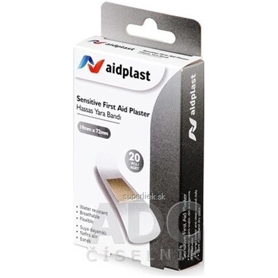 Victoreks Health Products Ltd. Aidplast Sensitive náplasť pre citlivú pokožku, 1,9 x 7,2 cm 20 ks