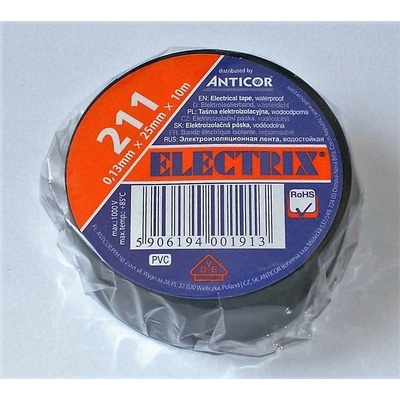 Solight Elektroizolační páska 25 mm x 0,13 mm x 10 m černá AP05C