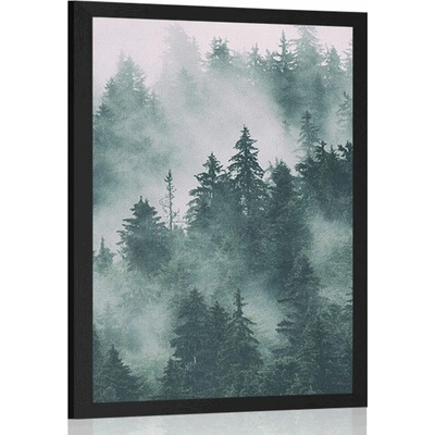 Plakát hory v mlze - 20x30 black