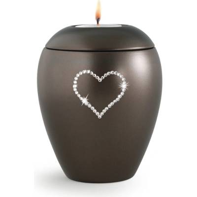 Zvieracia urna Crystal Heart so sviečkou - Hnedá 1,5l