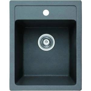 Inter Ceramic Кухненска мивка 4050 СИВА, Inter Ceramic, гранит, със сифон, 50х40см (4050 GREY CENTRAL HOLE) Мивка за вграждане