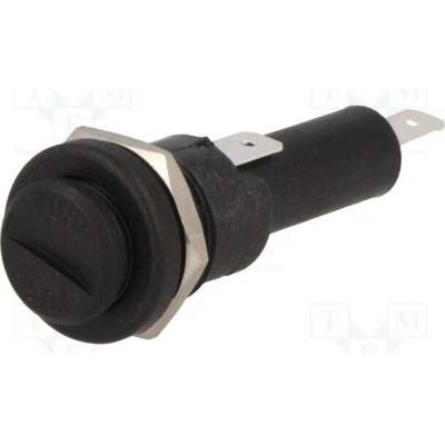 BULGIN FX0416/S Zásuvka; 6,3x25mm; 250V; na panel; černá; UL94V-0; polyamid