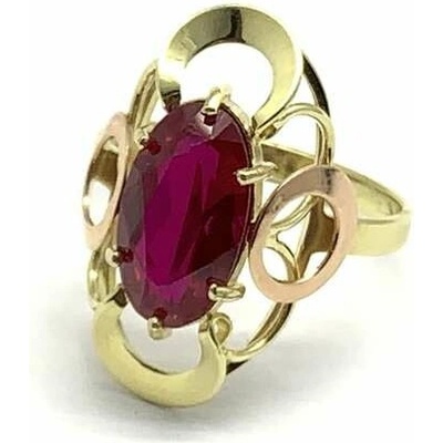 Diante Zlatý prsten s červeným kamenem 31509745
