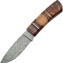 OEM s pevnou čepelí DAMASCUS CARVED dřevěná rukojeť