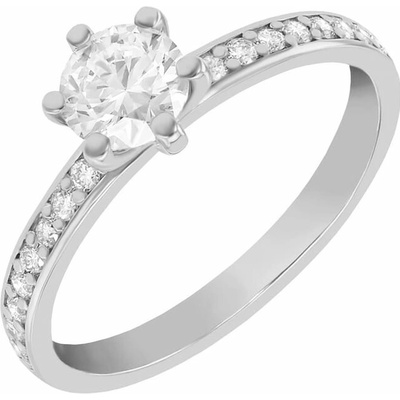 Eppi Zásnubný zlatý prsteň s moissanitom a lab grown diamantmi Fuena R37945