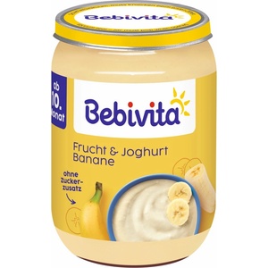 Bebivita Био плодово пюре дует Bebivita - Йогурт и банан, 10 м+, 190 g (14404) - ozone