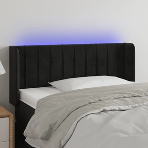vidaXL LED горна табла за легло, черна, 83x16x78/88 см, кадифе (3123506)