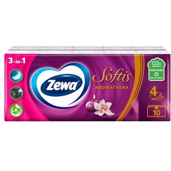 Zewa Softis 4-пластова хартиена носна кърпа - Aromathera 10x9pcs (7322540352153)