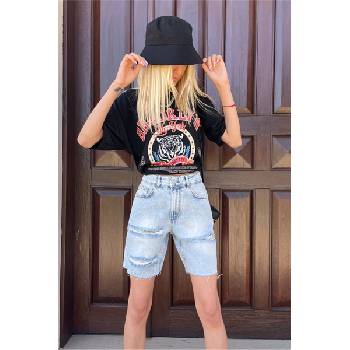 Madmext Дамски шорти с висока талия mg1496 - Светлосини #331294 (331294_Светло син)