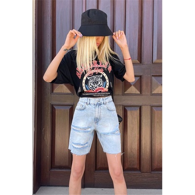 Madmext Дамски шорти с висока талия mg1496 - Светлосини #331294 (331294_Светло син)