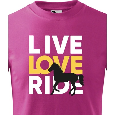 dětské tričko Live love ride Purpurová