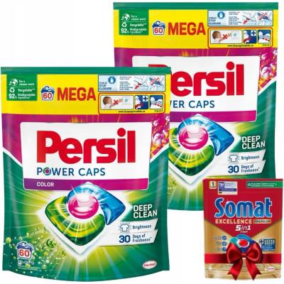 Persil Power Caps Kapsle na praní barev 2 x 60 PD + Dárek