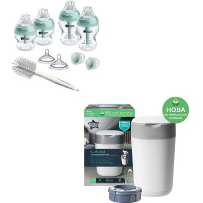 Комплект за новородено Tommee Tippee - Anti-Colic+ + Хигиенен кош за пелени Twist and Click (TT.0036+TT.0153)