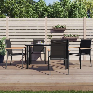 vidaXL Градински столове 4 бр черни 55x61, 5x90 см Textilene и стомана (3187085)
