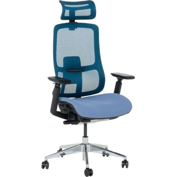 Bittel Работен стол Carmen SALTO, до 130кг. макс тегло, дамаска/мрежа, ергономичен, алуминиева база, синхронен механизъм, регулируем люлеещ механизъм, слайд механизъм, газов амортисьор, лумбална опора, син (bt-3520608)