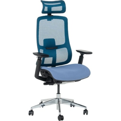 Bittel Работен стол Carmen SALTO, до 130кг. макс тегло, дамаска/мрежа, ергономичен, алуминиева база, синхронен механизъм, регулируем люлеещ механизъм, слайд механизъм, газов амортисьор, лумбална опора, син (bt-3520608)