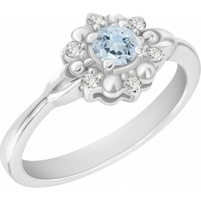 Eppi Zlatý zásnubný prsteň s akvamarínom a diamantmi Earthia R34298