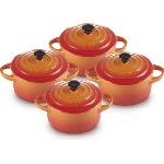 Le Creuset Съдове за печене и сервиране Mini Cocotte 250 мл огненооранжеви 4 бр (79212100900100)