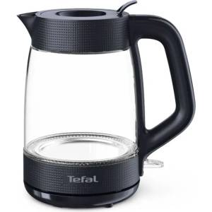 Tefal Електрическа кана TEFAL KO2G08E0 Ket Morning Glass Blk Knight, 2000 W, 1.7 l, термоустойчиво стъкло, филтър против котлен камък, автоматично изключване, черна (KO2G08E0) Електрически кани